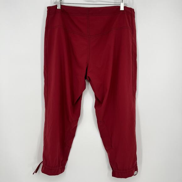 Marmot Womens Crop Capri Pant Large Cranberry Lightweight Hiking Travel Tie Cuff - Picture 2 of 9